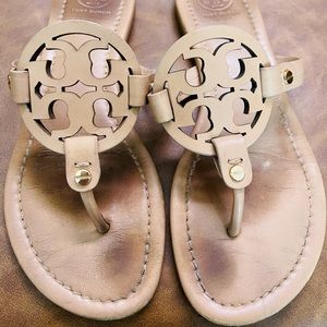 Beige Tory Burch Miller Sandals (Size 7)